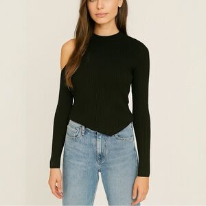 CUSHNE ET OCHS Renee Cold Shoulder Ribbed Top
